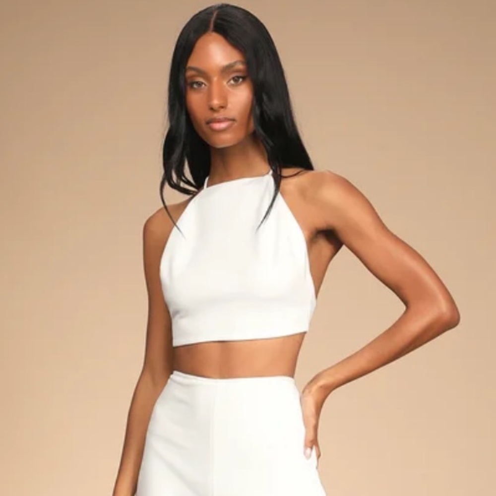 Lulus Poised Perfection Tie Back Crop Top